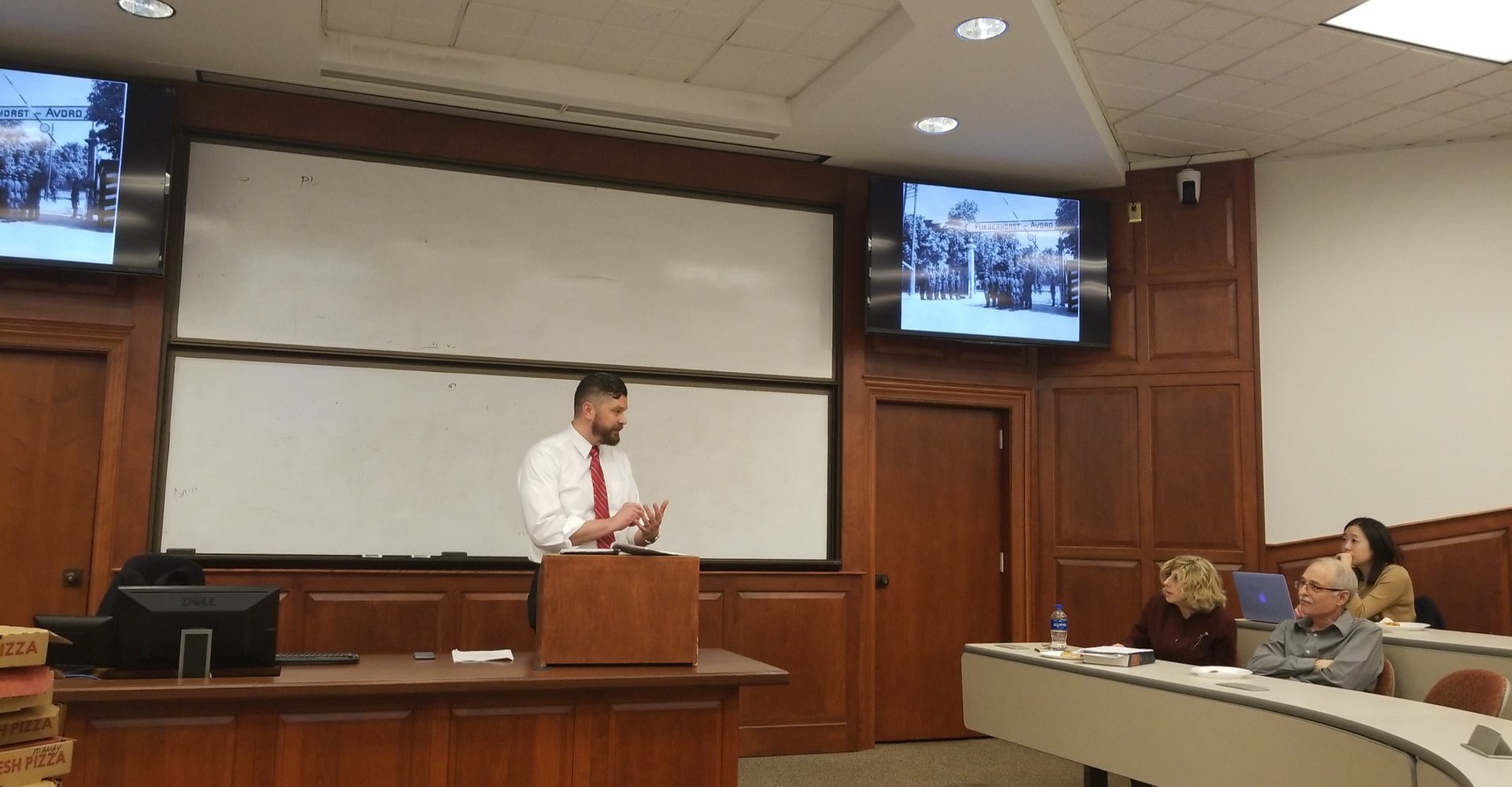 speaker lectures to students and faculty about Declassified Intelligence and the WWII-era