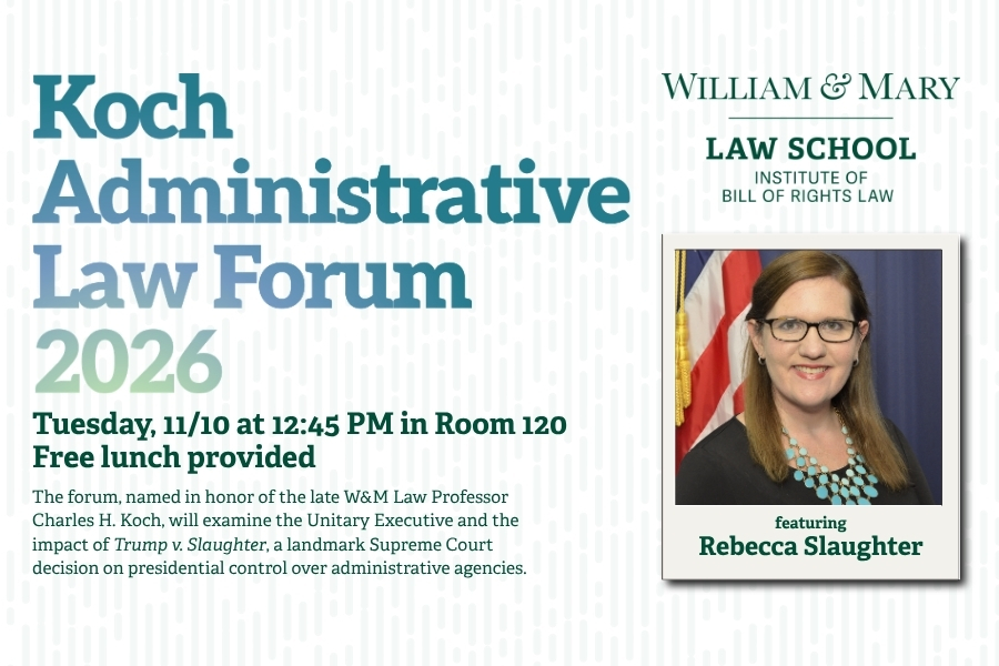 The IBRL will welcome Rebecca Slaughter to campus on 11/10 for the Koch Administrative Law Forum.