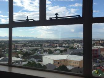 The view from my fifth floor window--the suburbs and surrounding mountains