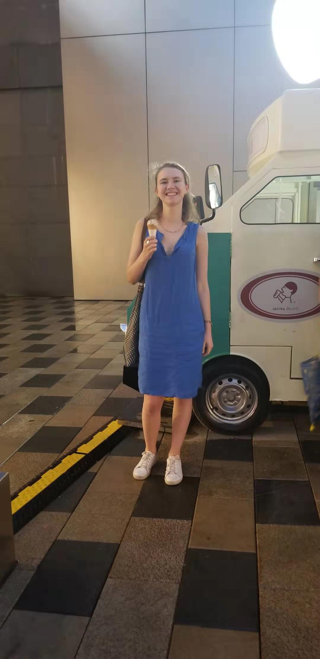 Emily & her matcha gelato