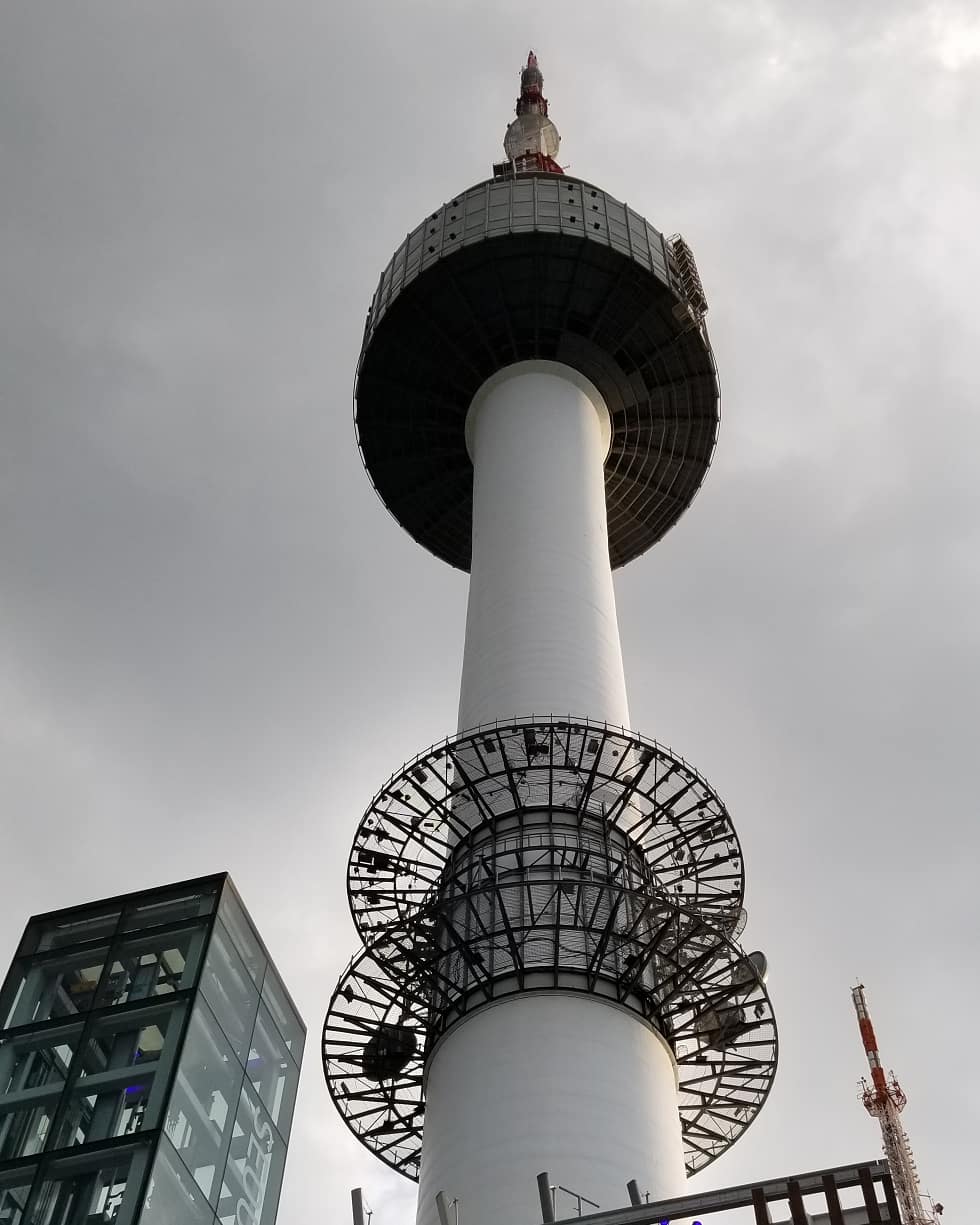 Looking up at Seoul Tower