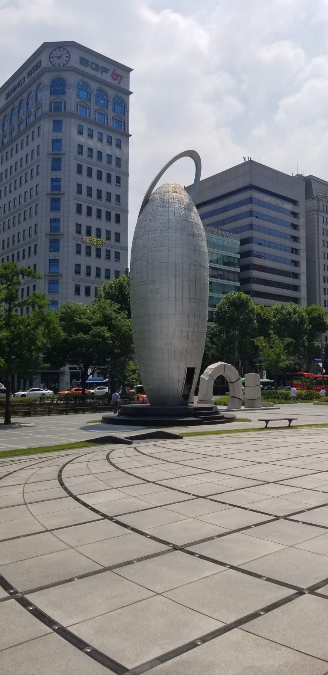 One of the sculptures outside the Seoul World Trade Center