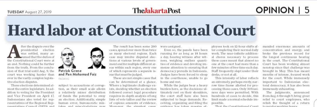 Jakarta Post article: Hard Labor at the Constitutional Court