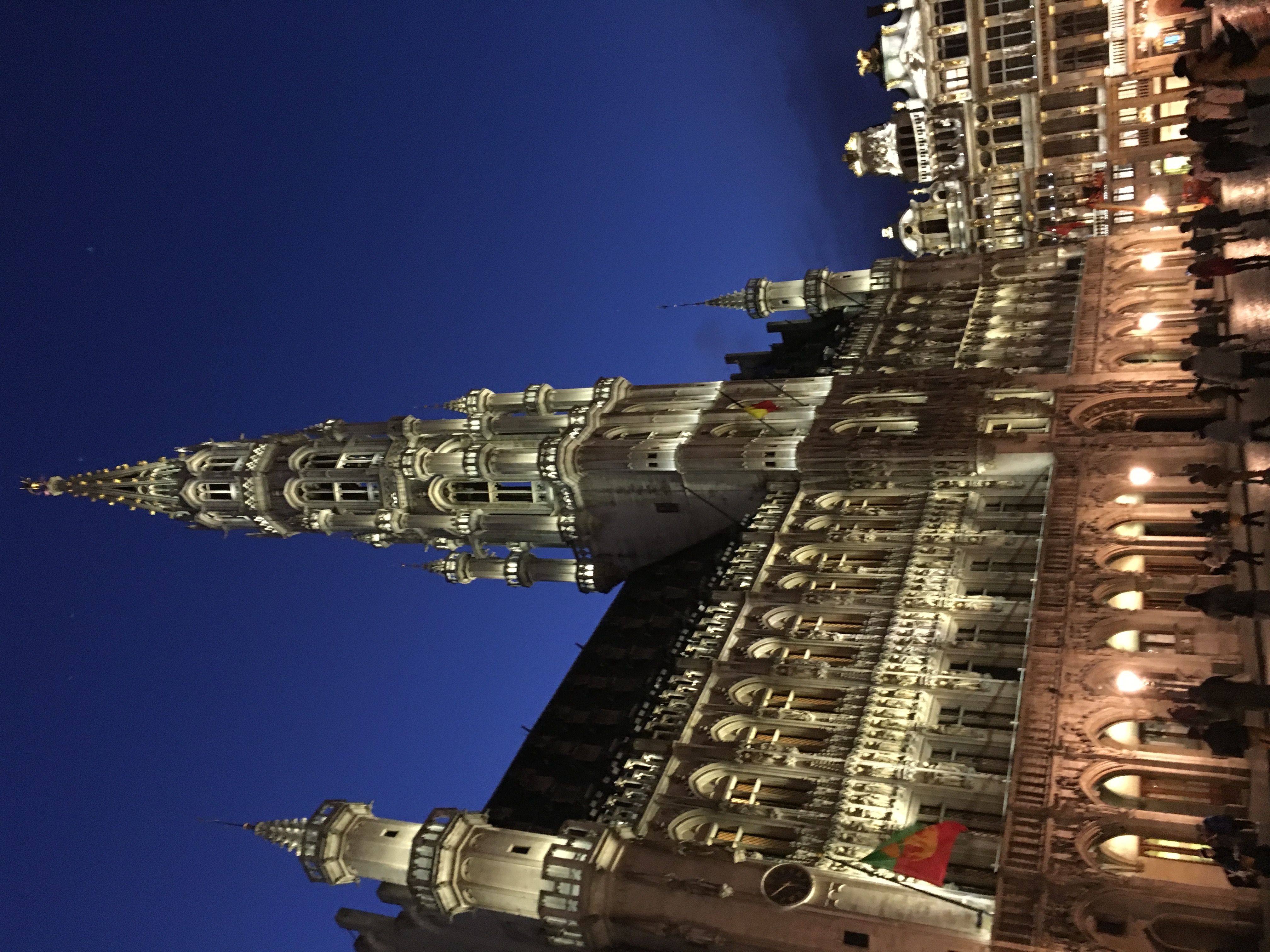 The Grand Place at night time.