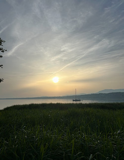 Sunrise with a Boat