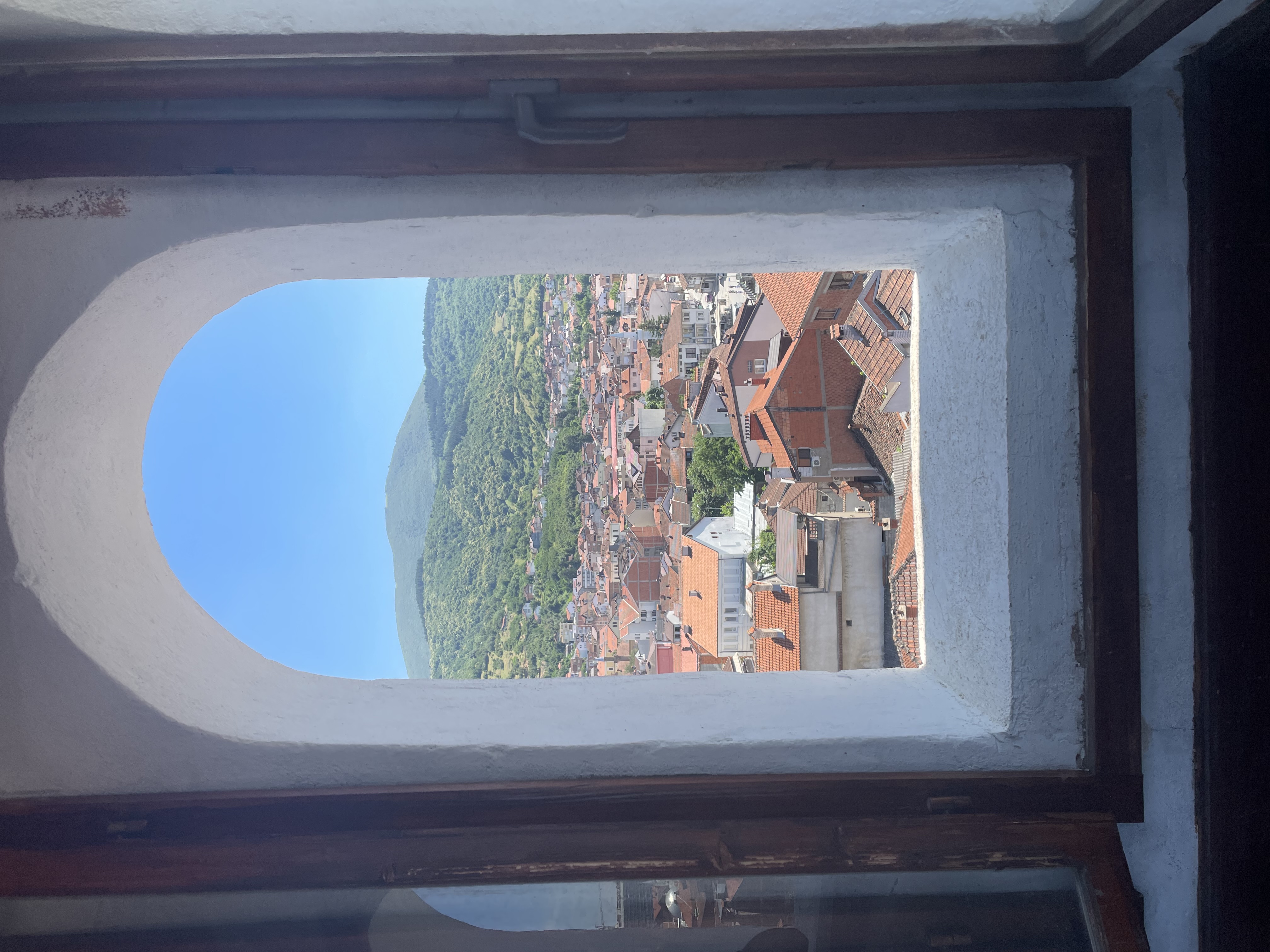 A view from the top of the clock tower in Prizren's Archeological Museum.