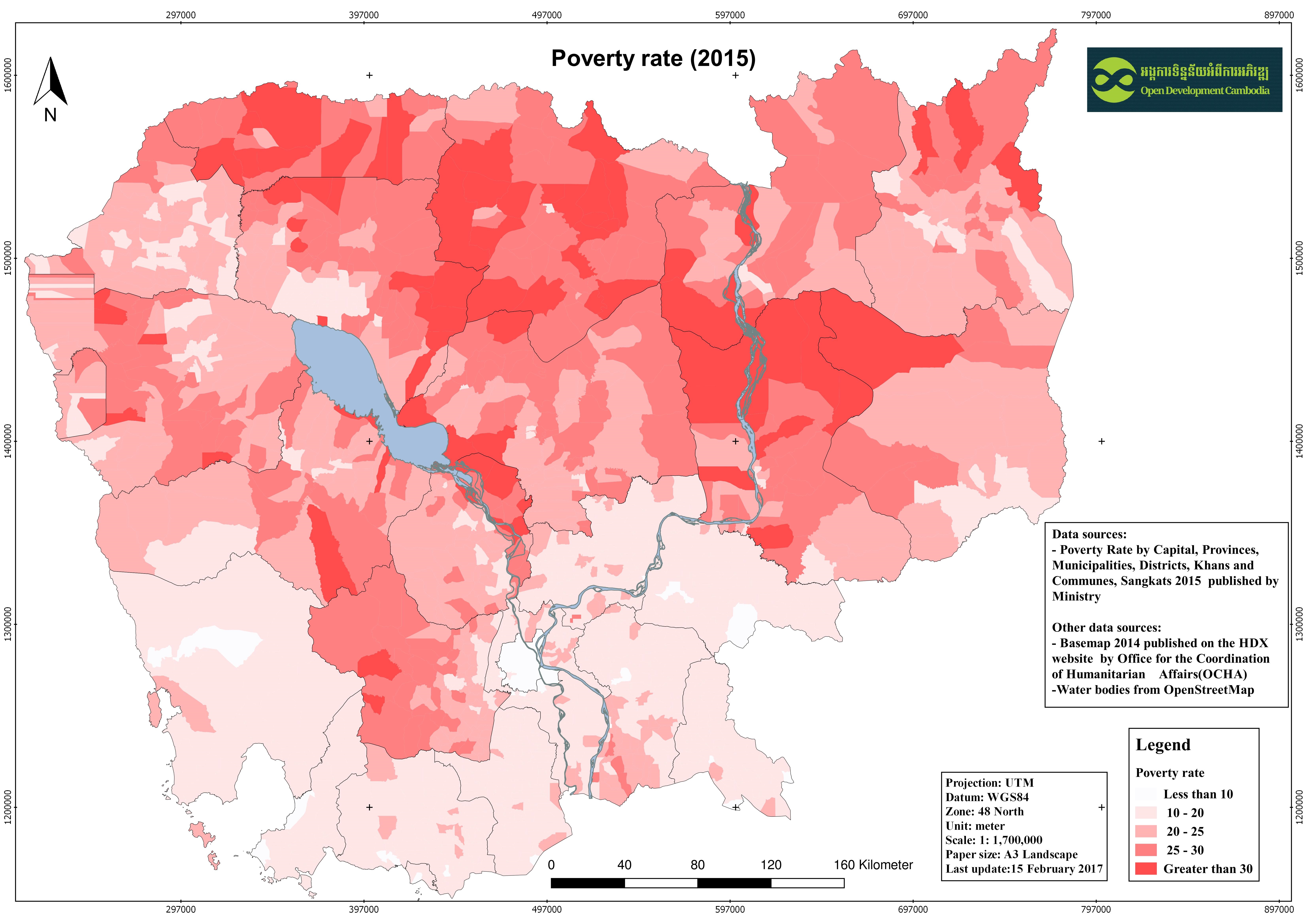 2015 map of poverty rates in Cambodia.