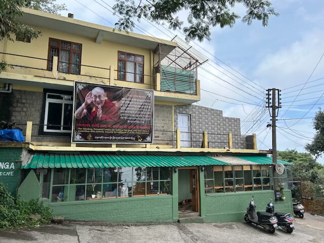 A sign wishing His Holiness a happy birthday outside of our regular breakfast haunt!