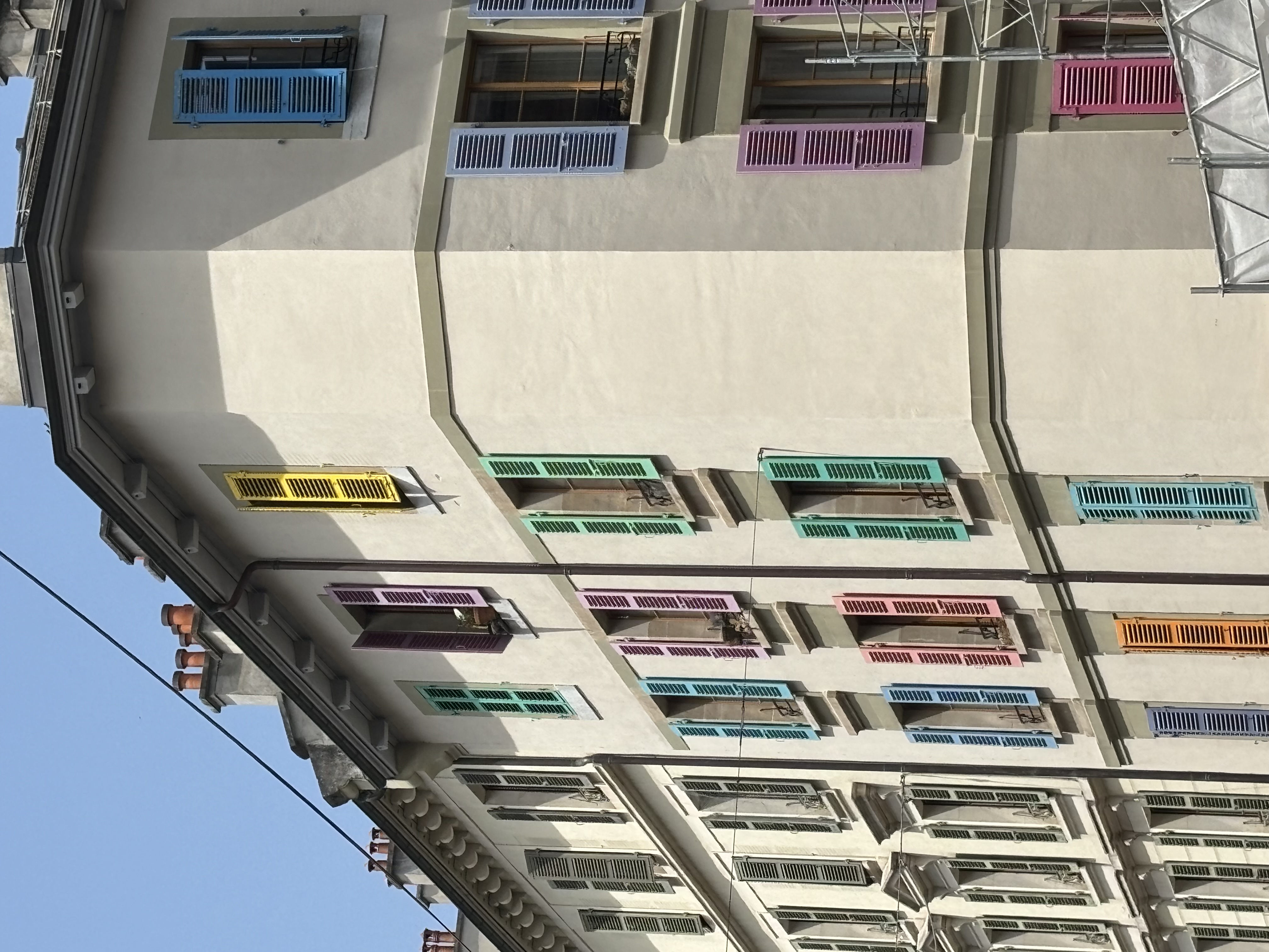 Rainbow shutter building.
