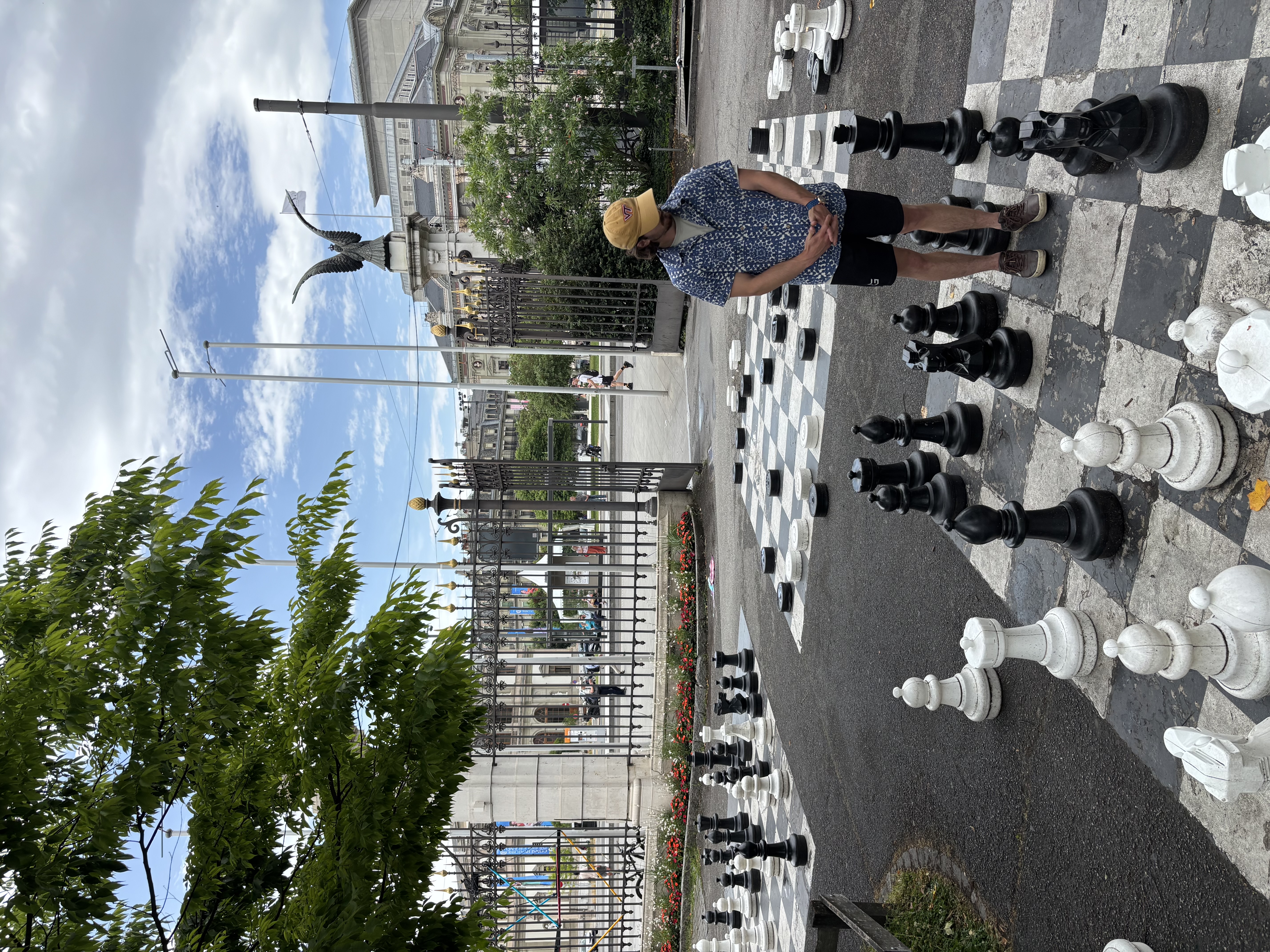 Giant chess game in the park.