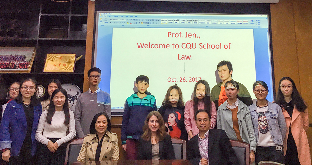 With faculty and students at Chongqing University School of Law