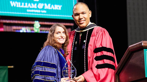 Professor Heymann received the McGlothlin Teaching Award from Dean A. Benjamin Spencer during the Law School’s commencement ceremony on May 18.