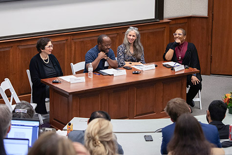 Panel 2 examined "Emerging Technologies, Fraud, and the First Amendment." Panelists were Pam Karlan, Bertrall Ross, Meaghan VerGow, Erwin Chemerinsky (via Zoom) and Martina Stewart (moderator).