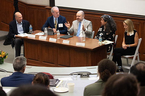 Judges panel on “How to Manage Legal Transition,” with Neal Devins (moderator), Richard Sullivan (2nd Circuit), David Stras (8th Circuit), Robin Rosenbaum (11th Circuit) and Pam Harris (4th Circuit).