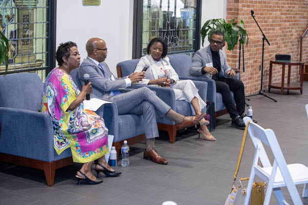 Judges Eileen Olds ’82, Junius R. Fulton ’85, Pamela O'Berry and Brian Smalls discuss the important role judges play in creating a more fair legal system. Photo: David F. Morrill