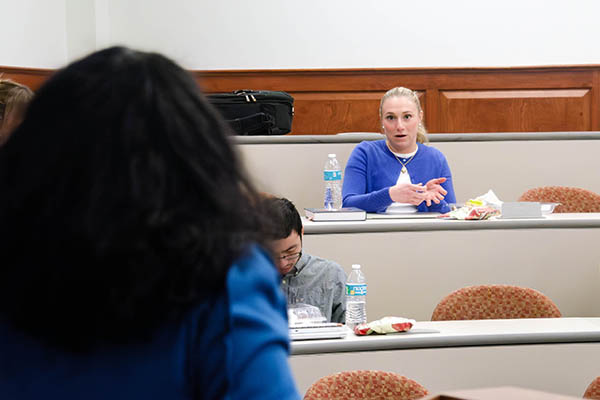 Valerie Carter ’26 asked how issues of fair use and First Amendment rights intersect with repatriation considerations.
