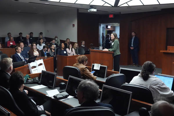 Professor Allison Orr Larsen welcomed participants and guests to the Preview. Photo: David F. Morrill