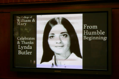 Dean Butler's College of William & Mary yearbook photo was on display at the celebration.